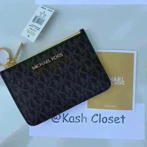 Michael Kors Key chain Wallet With ID Window Jet Set Travel Small Butter cup - Picture 1 of 6